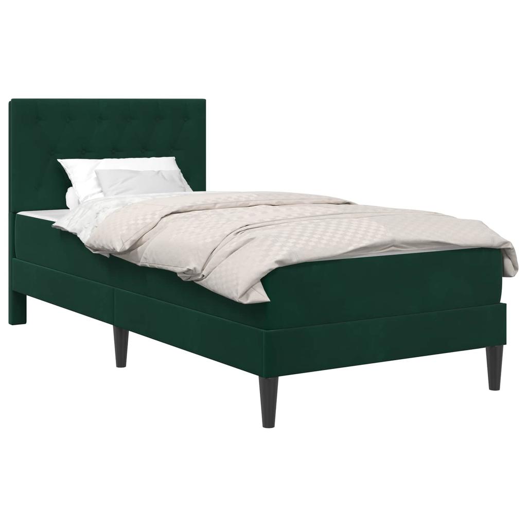 Bed Frame with Mattress Dark Green 80 x 200 cm Velvet