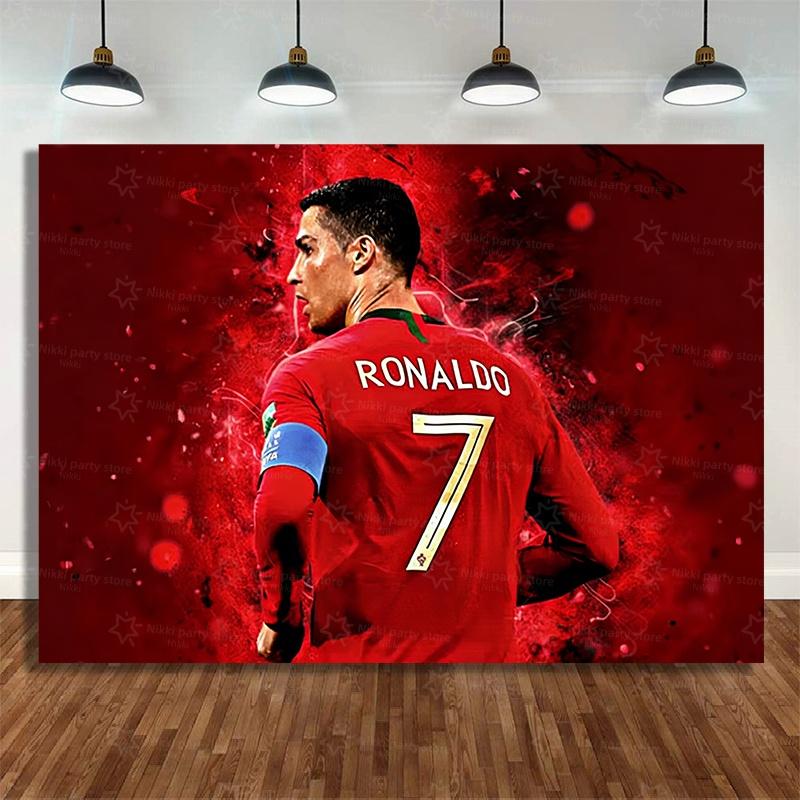 Новое украшение на день рождения CR7 Вечеринка футбольной суперзвезды Принадлежности для футбольной вечеринки Подарки на память Футбольная скатерть Тарелка Бумажный стаканчик Фон