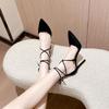 Cross Strap Stiletto High Heels Female Design Sense Pointed Sexy 2025 Summer Fairy New Niche Sandals