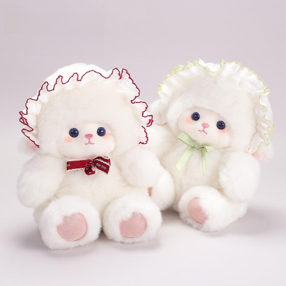 Плюшевая игрушка Овечка в шапке, мягкий короткий плюш, для детей, для сна, комфорт и подарок