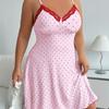 Casual Home Sexy Heart Print Sweet Suspender Nightdress For Women