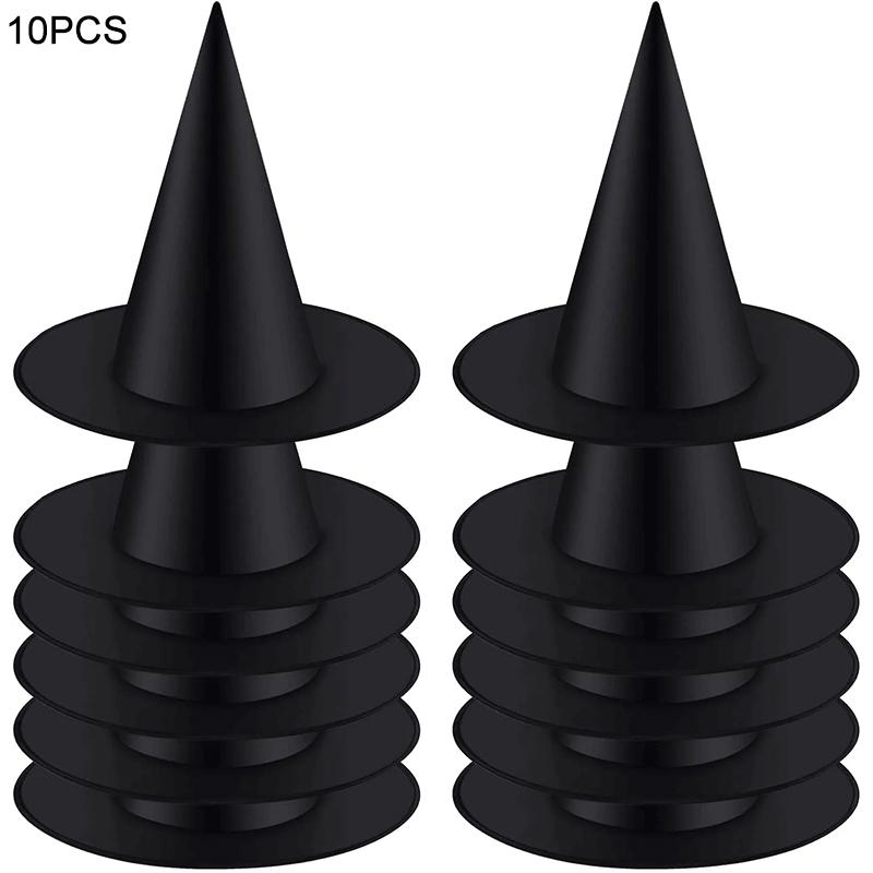 1-10pcs Halloween Witch Hat Kids Adults Halloween Party Cosplay Costume Props Decoration Black Wizard Cap Yard Hanging Witch Hat