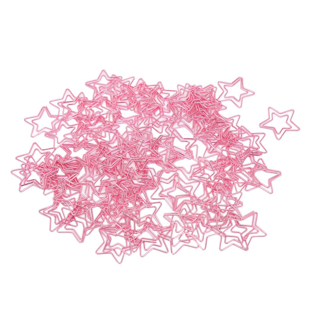 100PCS Paper Clips Cute Star Shape Metal Plating Bright Small Paperclips for Office School H