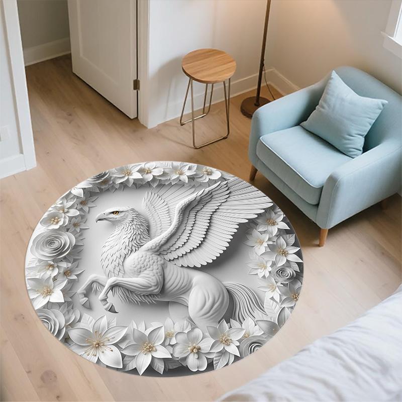 Griffin,Round Area Rug,Carpet Rug for Living Room Bedroom Sofa Playroom Decor,Non-slip Floor Mat