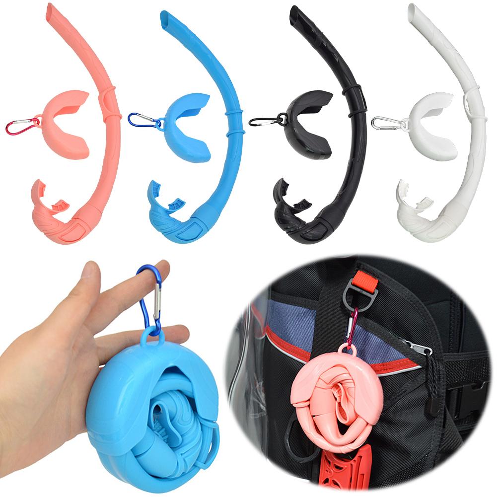 Silicone Snorkel Tube Roll Up Snorkel with Storage Case Diving Snorkel Foldable Snorkel for Snorkeling Freediving