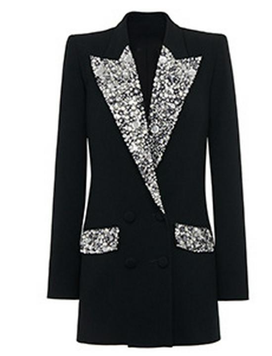 2025 Осень/Зима Европейский и Американский Двубортный Пиджак Из Бархата С Бисером