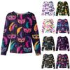 Women's Casual Fashion Long Sleeve Standing Collar Single Breasted Carnival Print Workwear Jacket Tops