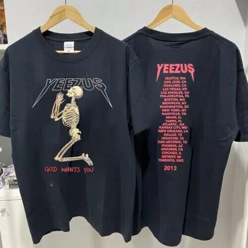Канье Уэст 2013 Тур Yeezus Бог Желает Тебя Хлопковая Черная Унисекс Футболка S-5XL Унисекс Футболка