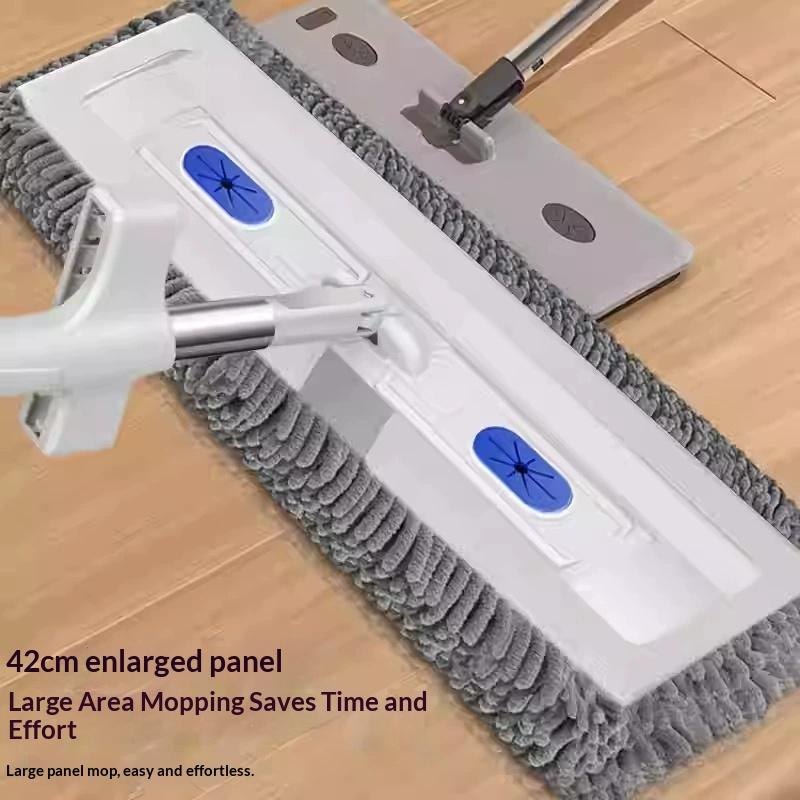 No Hand Washing 360° Rotating Lazy Coral Mop 42x12cm with 1 Pad for Home Hard Surface Floor Quick Cleaning