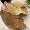 Large Brim Seaside Sun Hat Straw Woven Bow Panama Hat Summer Beach Fisherman Hat