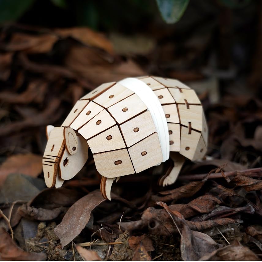 Tsukurun 3D Wood Puzzle with Japanese Instructions Species desu® (Endangered Series Armadillo)
