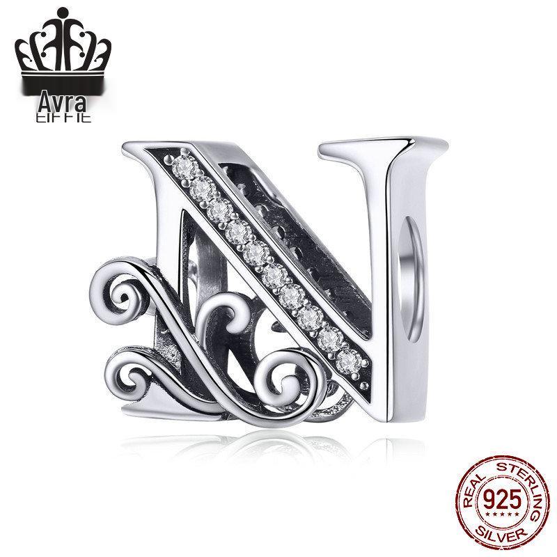 Avle Браслет из стерлингового серебра 925 пробы с английскими буквами и бусинами