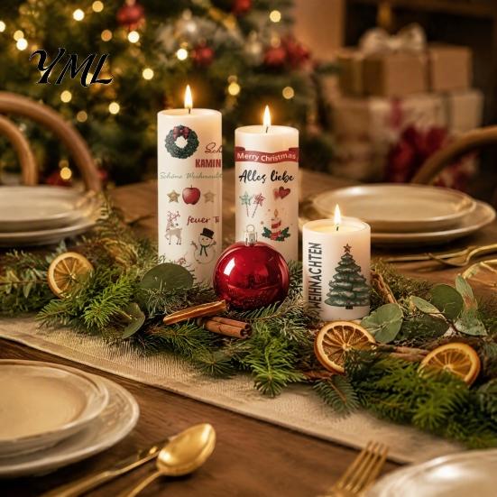 Holiday Crafting Accessories Christmas Candle Transfer Stickers, DIY Craft Supplies, Waterproof Water Decals for Candles Decorative Making And Festive