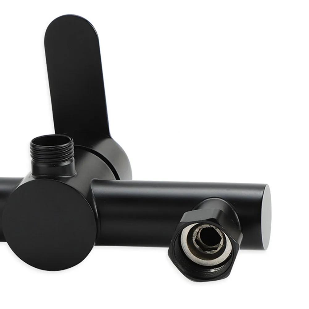 Смесители для душа в ванной Смеситель для горячей и холодной воды Черный Нержавеющая сталь Краска Настенный смесительный клапан Кран