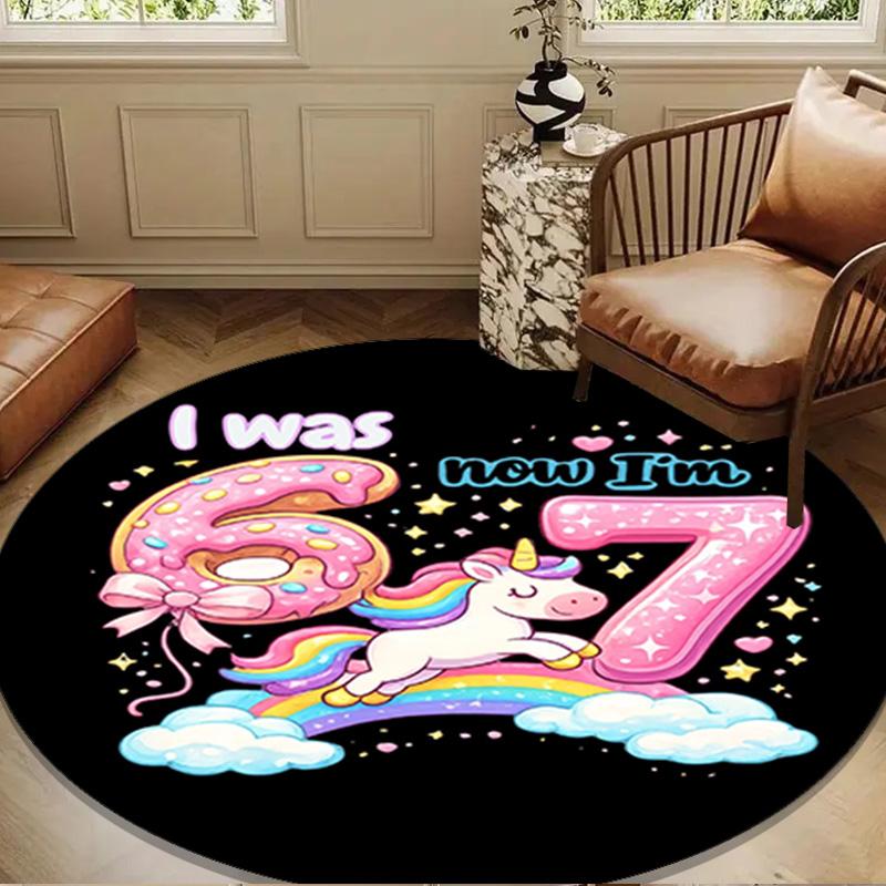 Energy Number 67 Design Round mat, Anti-slip Circle Carpet Chair rug For livingroom,Bedroom, doormat home decor Gift Christmas Gifts