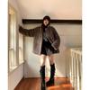 Fur-integrated Plush Fur Sheepskin Quilted Jacket for Women with Winter Warmth and Atmosphere