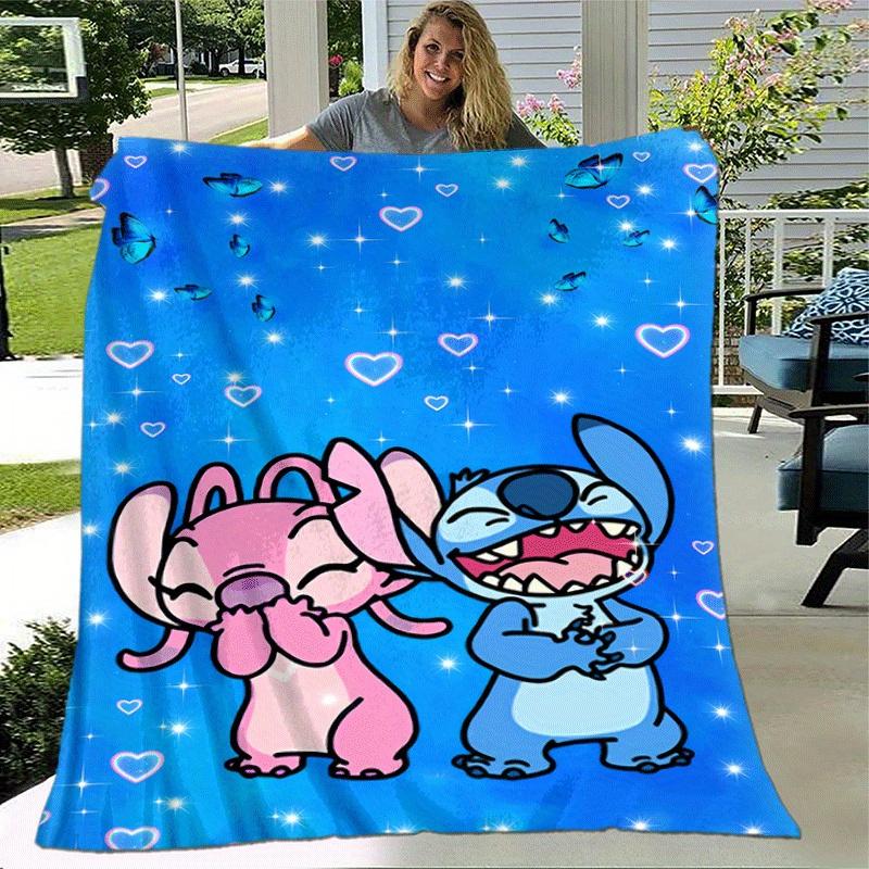 1pc Stitch Printing Blanket - Soft, All-Season Throw for Office Blanket, | Personalized Gift with Adorable Cartoon Design