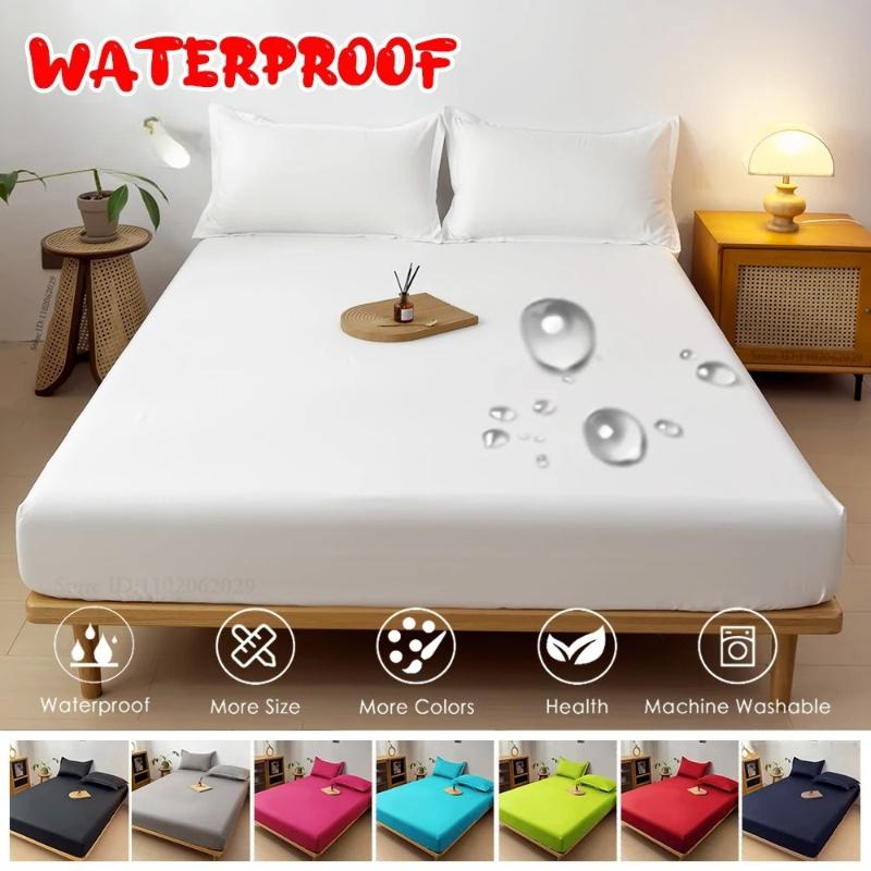 2025 Водонепроницаемый Наматрасник Простыня на резинке Матрас Покрывало Защитные Накладки Односпальный/Двуспальный/Кинг/Квинсайз Полный Размер Серый/Белый