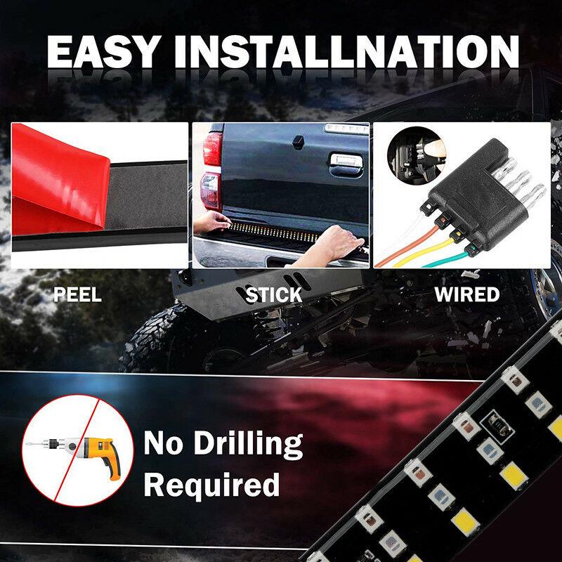 Светодиодная полоса для грузовика, фонарь на заднюю дверь, 3 ряда, сигнал заднего хода, задние фонари 48 дюймов