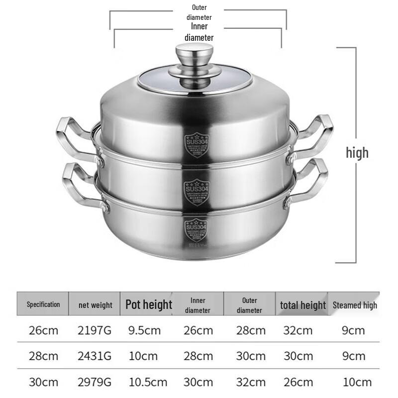 Yingbaite 304 Stainless Steel Steamer Pot