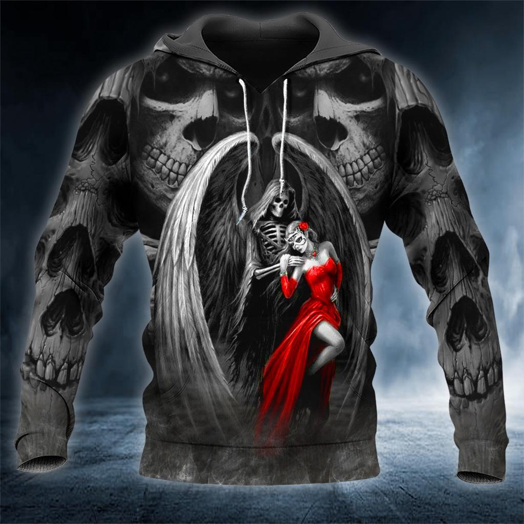 Spring Autumn Men's Hoodie Skull Graphics 3D Print Tops Fashion Unisex Sweatshirt Hip Hop Oversized Casual Clothing