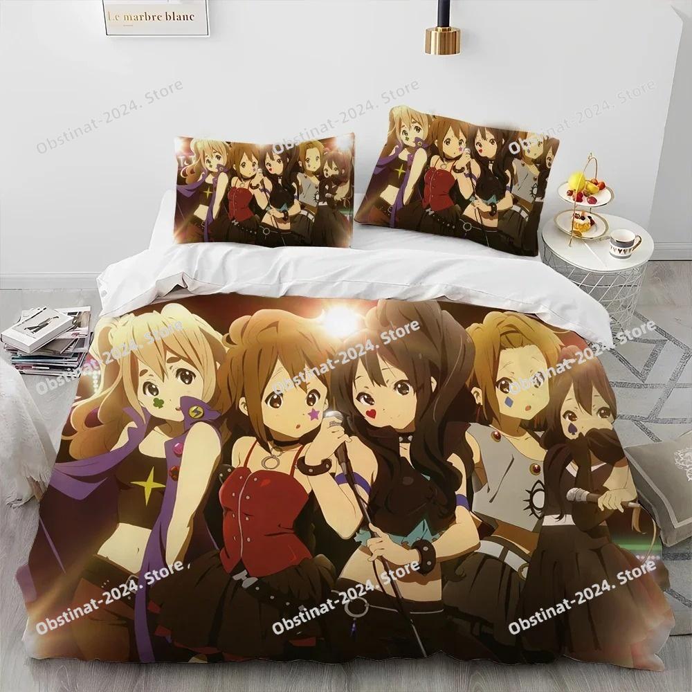 3D K-ON Мультяшный Милый Лолита Кавайные Девочки Комплект Постельного Белья Одеяло, Пододеяльник Комплект Постельного Белья Покрывало Наволочка, Комплект Постельного Белья размера Квин