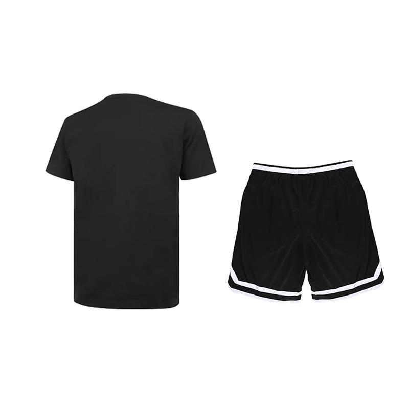 Li-Ning Однотонная футболка с круглым вырезом и короткими рукавами, логотип бренда с надписью, удобные шорты в полоску, повседневный спортивный костюм, унисекс AHSUA49-2+YAPV001-1