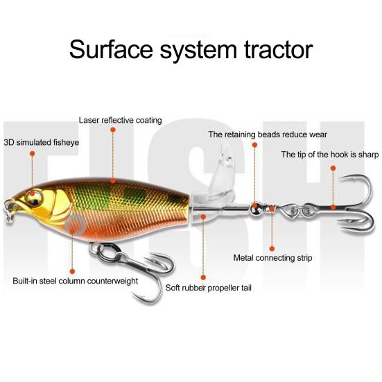 5 шт. 9,2 см/12 г Топвотер рыболовная приманка с вращающимся пропеллером Дальнобойная Плавающая Брызгающая Искусственная приманка Пресноводная Морская Форель