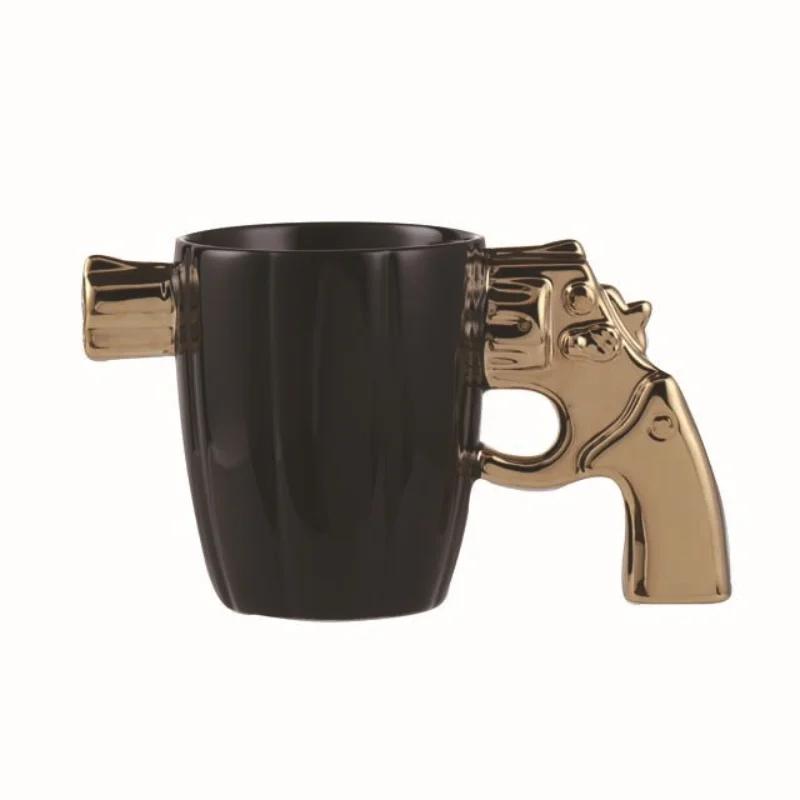350ml Novelty Mug Revolver Handle Mug Coffee Cup Ceramic Personalized Decorations for Coffee Tea Milk 3D Mold Non-slip Glaze Cup