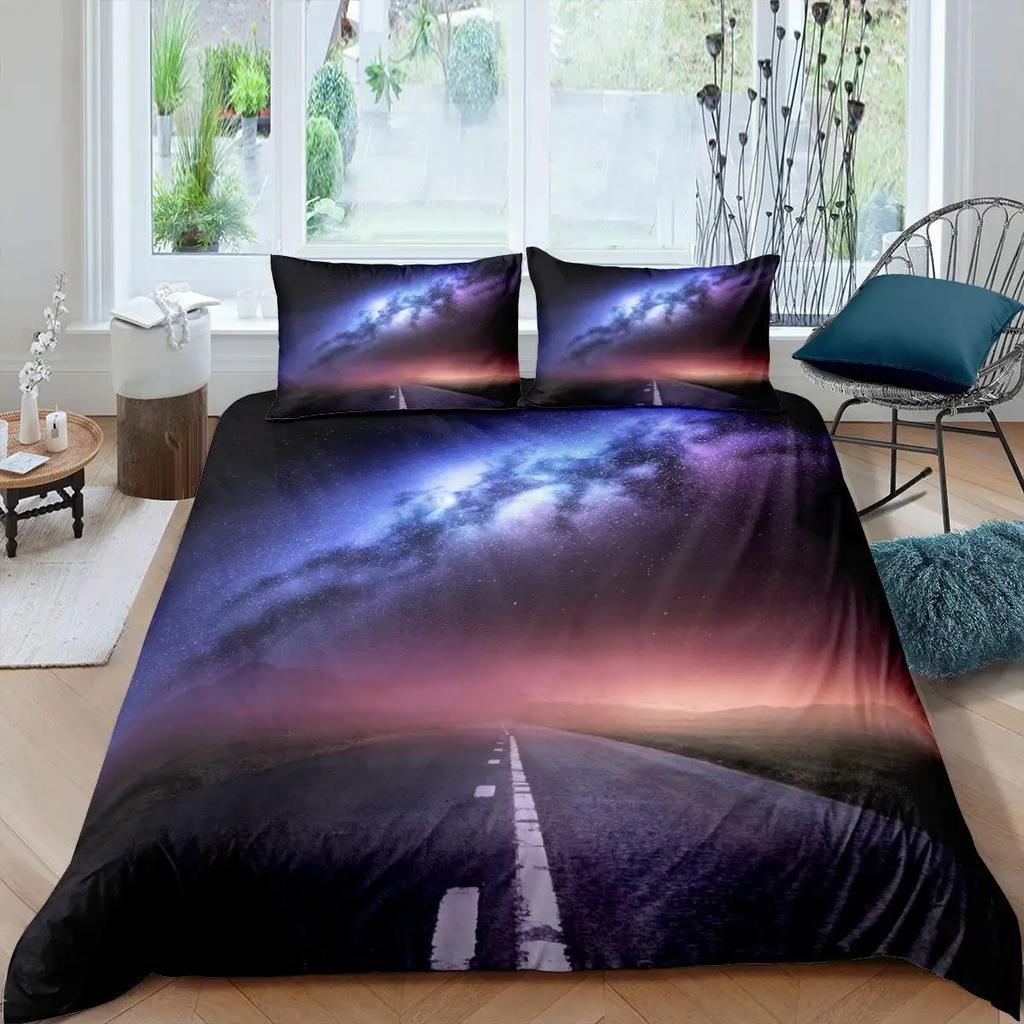 Highway Duvet Cover Set Tornado Lightning Bedding Set Disaster Queen King 2/3 Pcs Polyester Quilt Cover For Adults Boys Teens