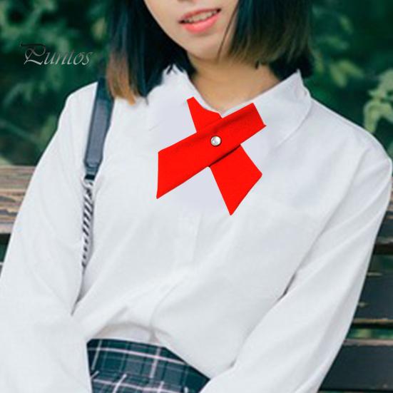 Women Shirt Tie Solid Color Design Easy Buckle Fastening Criss-Cross Design Neck Tie Graduation Work Uniforms Student Tie