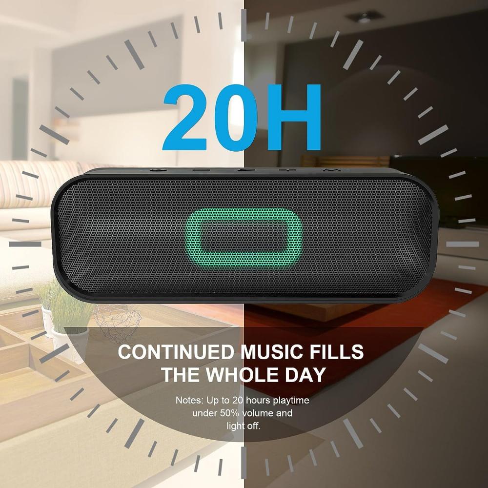 Портативные колонки с беспроводной связью Bluetooth с громким стереозвуком 20 Вт, водонепроницаемые колонки для душа IPX6, громкоговорители TWS для вечеринок, многоцветная подсветка