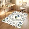 Blue Floral Elegance Theme Soft Crystal Velvet Rug Custom Name & Text Print Non Slip Floor Rug for Bedroom Living Room