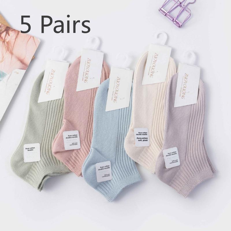 5 пар летних женских коротких носков-лодочек с низким верхом