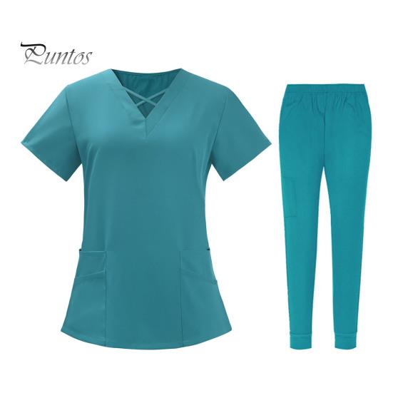 2 шт./компл. комплект унисекс больничной формы с v-образным вырезом и короткими рукавами, карманы, топы, брюки с эластичной резинкой на талии, быстросохнущие больничные стоматологические скрабы для медсестер, униформа