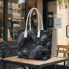 Gothic Raven Skull Pattern Tote Bag Dark Style Shoulder Bag for Daily Use