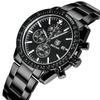 Benyar Men's Chronograph Analog Watch 30M Water Resistant Business Stylish Formal Leather Band Silver Black Quartz Gift