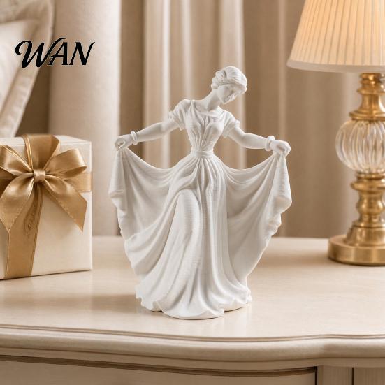 3D Printed Home Decor Dancer Figurine, Elegant Dance Girl Statue with Flowing Dress, Aesthetic PLA Art Classical Ornament Sculpture for Decor, Modern