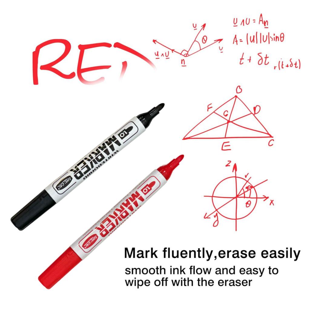 4PCS Whiteboard Dry Erase Markers Set – Red, Blue, Black, Green – Round Tip, Easy To Erase, Smooth Ink Flow for Classroom