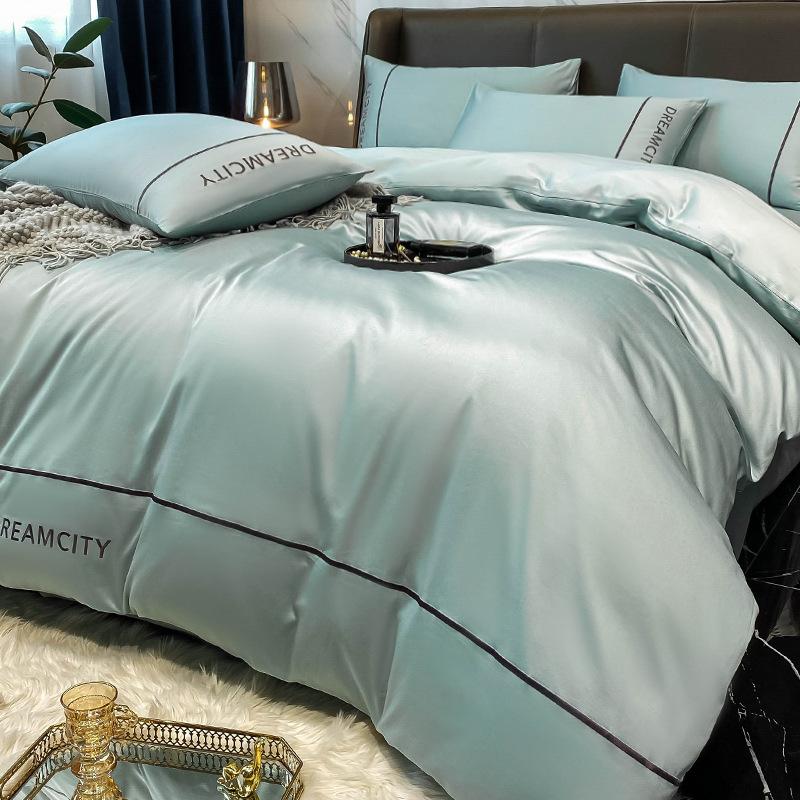 Легкий Люкс Класс А Материнский и Младенческий Хлопок Длинноволокнистый Хлопок Набор из Четырех Предметов Чистый Хлопок Вышитая Простыня Матрас Пододеяльник Постельное Белье