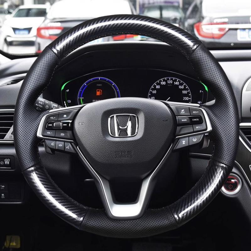 ZAG1 Custom Carbon Fiber Leather Car Steering Wheel Cover Fit For Honda Accord 10 Inspire Insight 2018-2019 Auto Interior Accessories