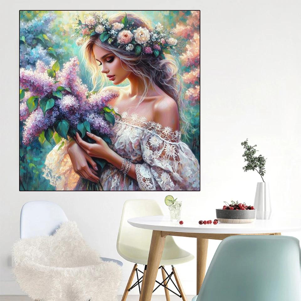 5DDIY Алмазная картина Новая серия Элегантный женский цветок Алмазное искусство Девушки Мозаика Вышивка Картина Настенное украшение