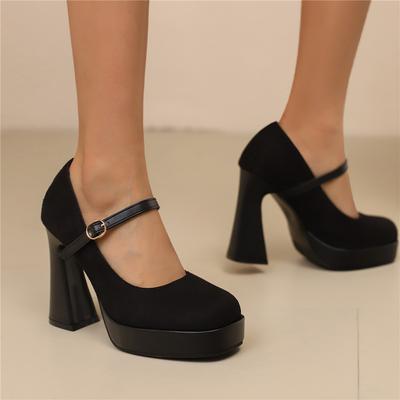 Модные Новые Женские Туфли на Платформе, Высокий Устойчивый Каблук, Круглый Носок, Свадебные Туфли для Вечеринки, Ремешок на Щиколотке, Женские Танцевальные Туфли 2025 Весна Новинка