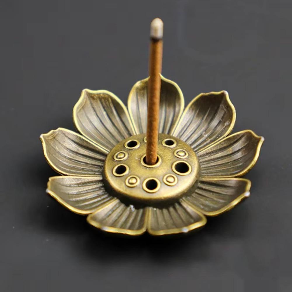 Plate Buddhism Lotus Incense Burner Alloy Buddhist Utensils Durable Incense Stick Burner Holder