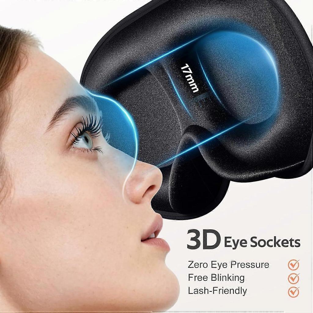 Sleep Mask for Men Women - 100% Blackout Eye Masks for Sleep - 3D Soft Sleeping Mask for Side Sleepers - Zero Pressure Lash Extensions Eye Cover Shad