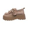 2025 Retro Round Head Lace-up Women's Shoes British Style Platform Versatile Small Fringed Loafers Women's Single Shoes Trend