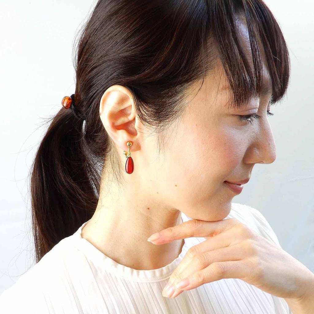 Наусика Серьги-кольца Свободные Серьги из янтаря Весенний тип Рубиново-красный Янтарно-красный Каплевидные Хирургическая нержавеющая сталь Аллергия на металл Силиконовое покрытие Нет