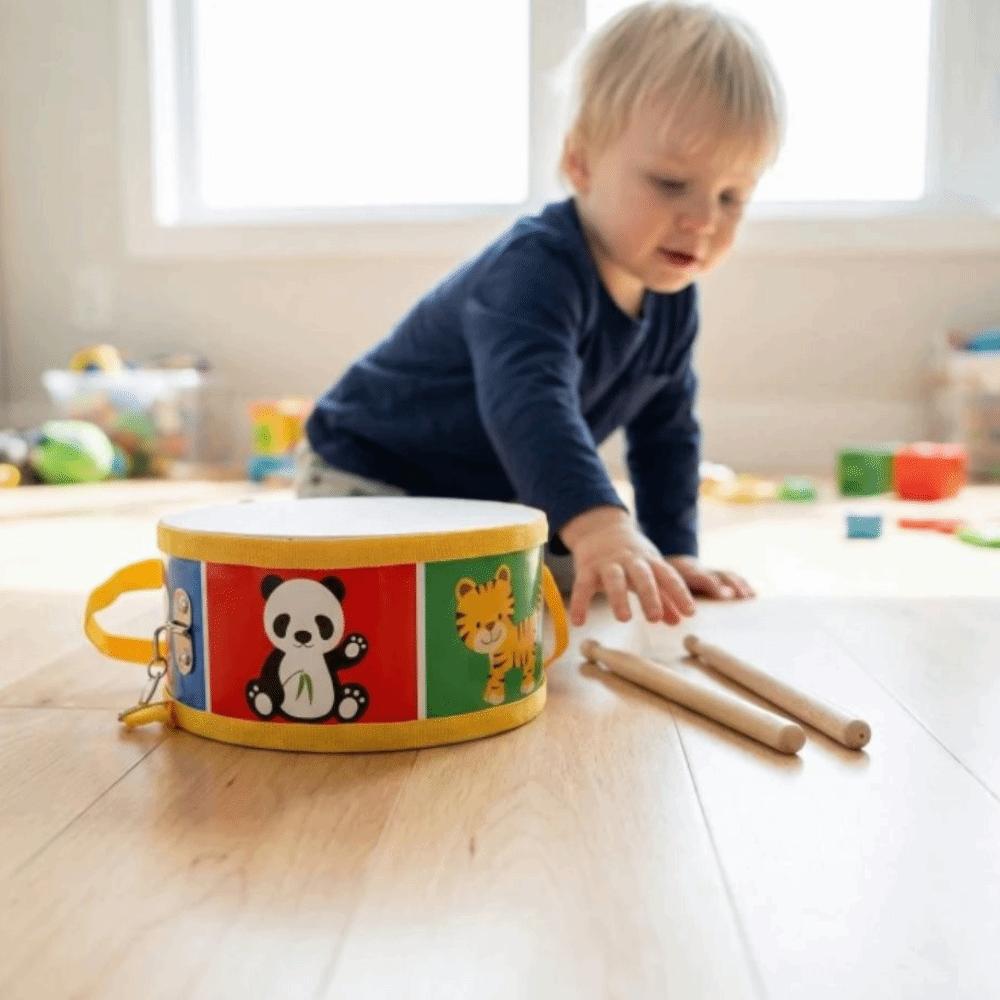 Montessori Instrument Hand Drum Toys Double Sided Wood Kids Drum Toys  Children Preschool