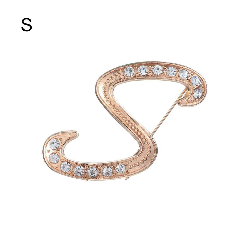Suit Collar Accessories 26 English Letters Rhinestone Clip Initial Lapel Pin Crystal Letter Brooch