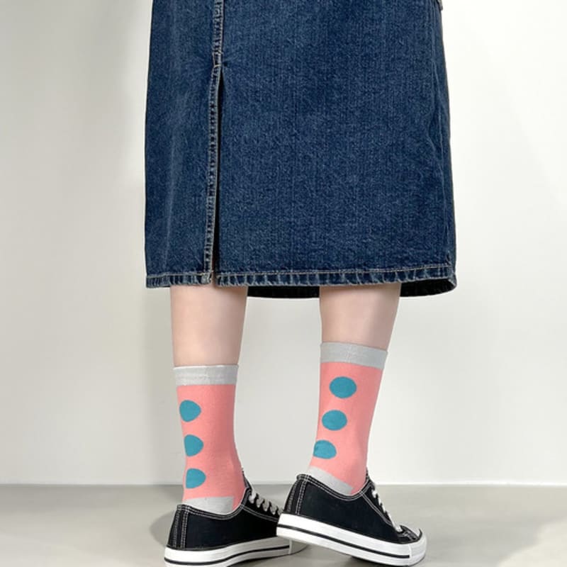 YELLOWSOCKS BACK LINE DOT PINK